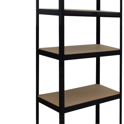 Heavy-Duty Steel Rack, 5 Adjustable Shelves, Black
