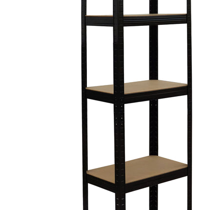 Heavy-Duty Steel Rack, 5 Adjustable Shelves, Black