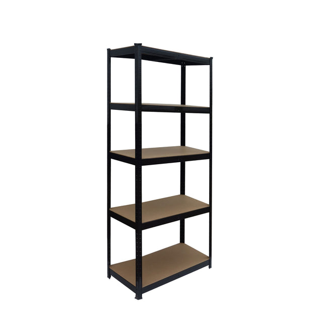 Stevig stalen rek met 5 verstelbare planken, zwart