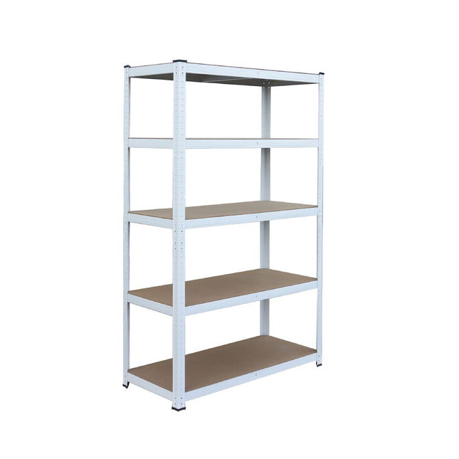 Stevig stalen stellingkast met 5 verstelbare planken.