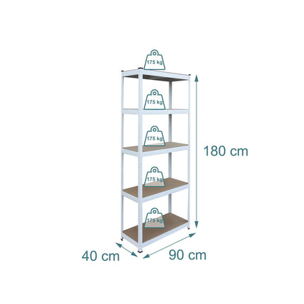 Heavy-Duty Steel Shelving Unit, 5 Adjustable Tiers