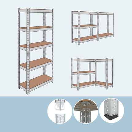 Heavy-Duty Steel Shelving Unit, 5 Tiers, 875 kg Capacity
