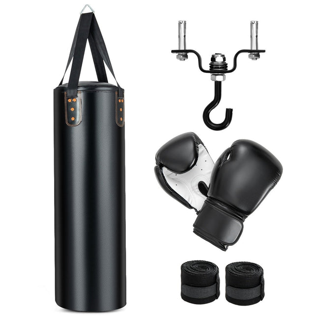 Těžký boxovací pytel pro dospělé 4 v 1, závěsný pytel s boxerskými rukavicemi 12OZ