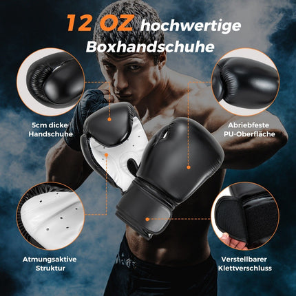 Těžký boxovací pytel pro dospělé 4 v 1, závěsný pytel s boxerskými rukavicemi 12OZ