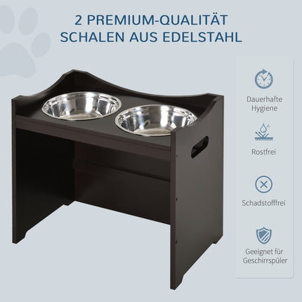 Nastavitelná krmicí stanice pro psy, nerezová miska, 54 cm
