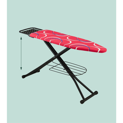 Height-Adjustable Ironing Board with Garment Racks
