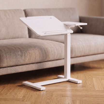 Height-Adjustable Standing Desk with Castors – White