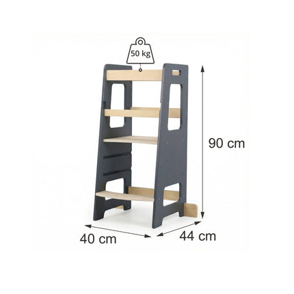 Höhenverstellbarer Lernturm aus MDF-Holz für Kleinkinder