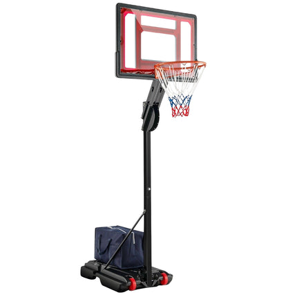 Výškově nastavitelný basketbalový koš se stojanem a 2 kolečky, 105-260 cm, černá