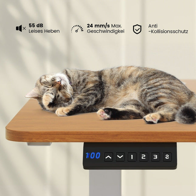Hoogteverstelbaar bureau 140 x 60 cm elektrisch sta-bureau naturel