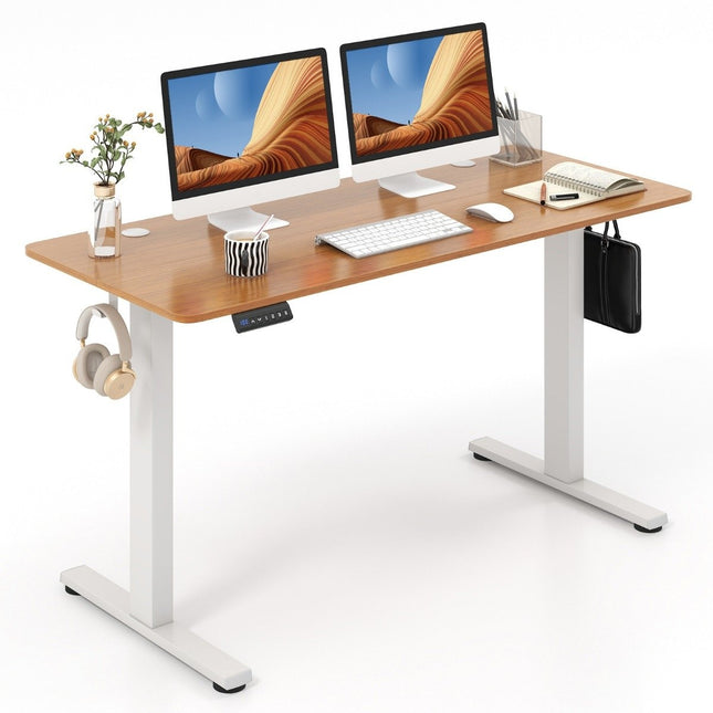 Hoogteverstelbaar bureau 140 x 60 cm elektrisch sta-bureau naturel