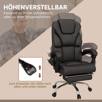 Ergonomická hnědá kancelářská židle s masáží, nosnost 120 kg