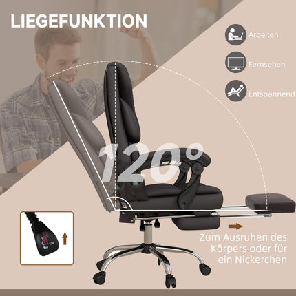 Ergonomická hnědá kancelářská židle s masáží, nosnost 120 kg