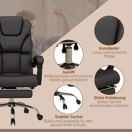 Ergonomická hnědá kancelářská židle s masáží, nosnost 120 kg