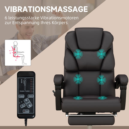 Ergonomická hnědá kancelářská židle s masáží, nosnost 120 kg