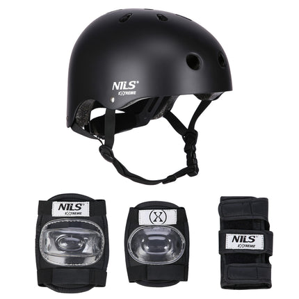 Helm mit Protektoren-Set, Schwarz, Größe M