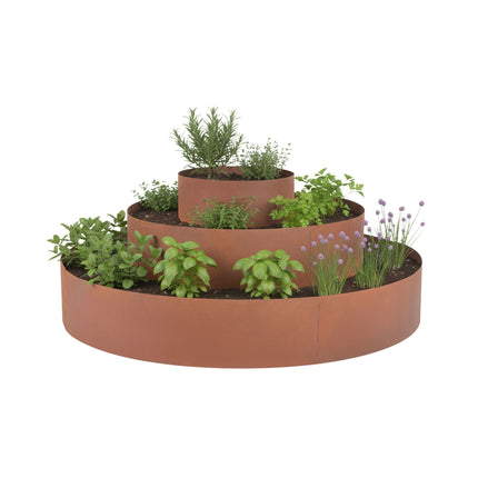 Herb Spiral Pyramid, 3-Piece Steel, Rust Finish