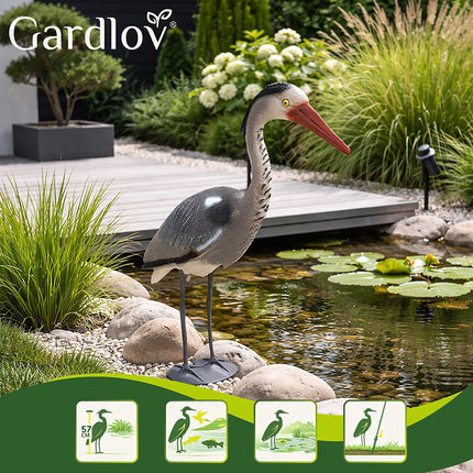 Heron Garden Figurine, 66 cm Gray PE, Stake-Mounted
