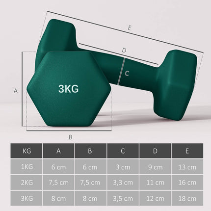 Sada hexagonálních činek se stojanem – páry 1kg, 2kg, 3kg