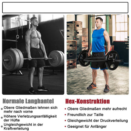 Hexagonální trap bar se sklopnými madly, nosnost 800 lb