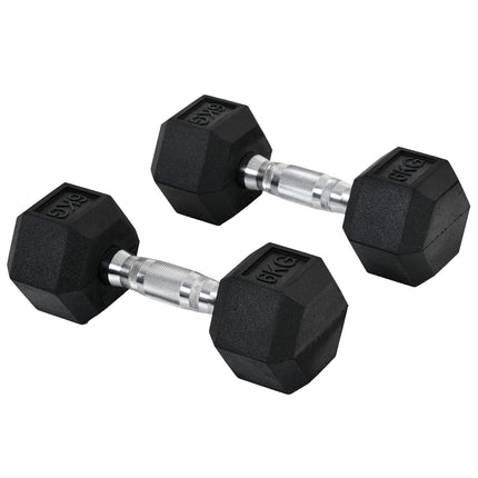 Sada hexagonálních činek, 2x6 Kg, pogumovaná litina