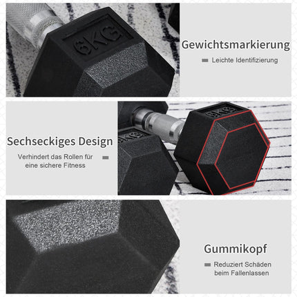Sada hexagonálních činek, 2x6 Kg, pogumovaná litina