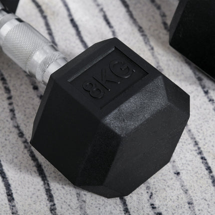 8 kg Hexagon Dumbbells Set, cast iron, knurled grips