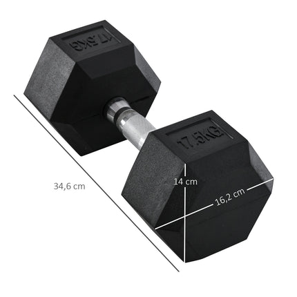 Hexagonální pogumované činky 17.5 kg, černá litina, pro silový trénink