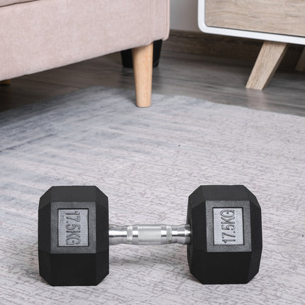 Hexagonální pogumované činky 17.5 kg, černá litina, pro silový trénink