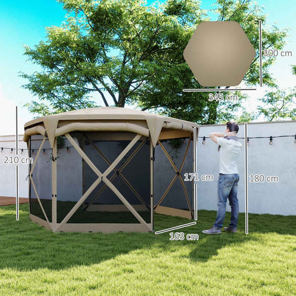 Šestihranný pop-up pavilon 3.5x3m, vodotěsný zahradní stan UV30+