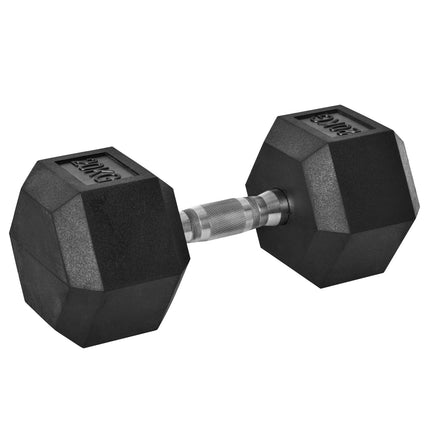 Hexagonální litinová činka, 20 kg, pogumovaná, černá