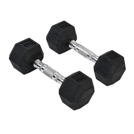 Pár hexagonálních činek, 5 kg každá, pogumovaná litina