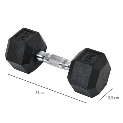 Sada hexagonálních činek, 2x10kg, pogumovaná litina, černá