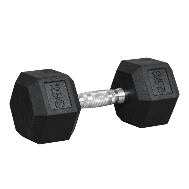 Hexagonální činka s vroubkovanou rukojetí – 12.5 kg, litina