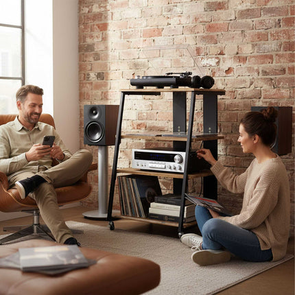 Hi-Fi Rack with 4 Shelves, Adjustable Height