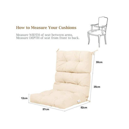 High Back Chair Cushion with 3-Position Adjustable Backrest, Beige, Waterproof