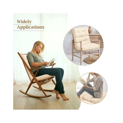 High Back Chair Cushion with 3-Position Adjustable Backrest, Beige, Waterproof