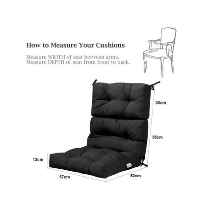 High Back Chair Cushion with 3-Position Adjustable Backrest, Black, Waterproof