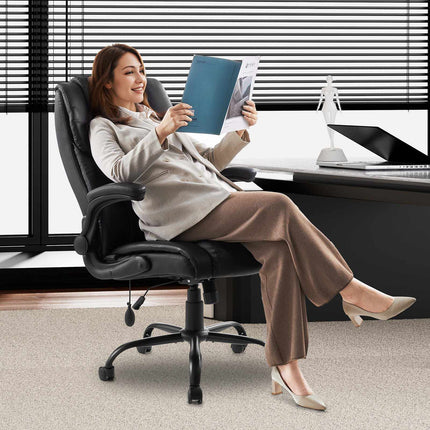 High Back Executive Office Chair – Flip-Up Arms, Lumbar