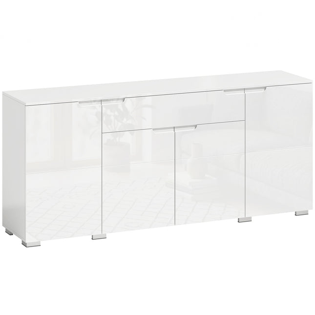 Hoogglans wit dressoir, 4 deuren, verstelbare planken
