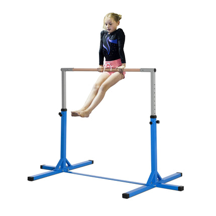Adjustable gymnastic bar, 75 kg load, steel and wood