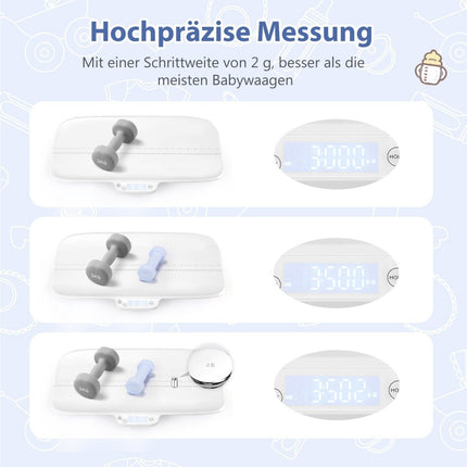 Přesná váha pro miminka a mazlíčky s chytrým ovládáním přes APP, funkce hold a tára, bílá