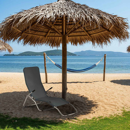 Turistické/plážové lehátko, šedá, přenosné, skládací