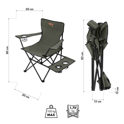 Turistická židle, khaki – lehká, přenosná