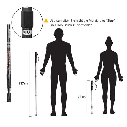 Trekové hole 2 ks nastavitelné hole na chůzi a výstup 66-137 cm černá