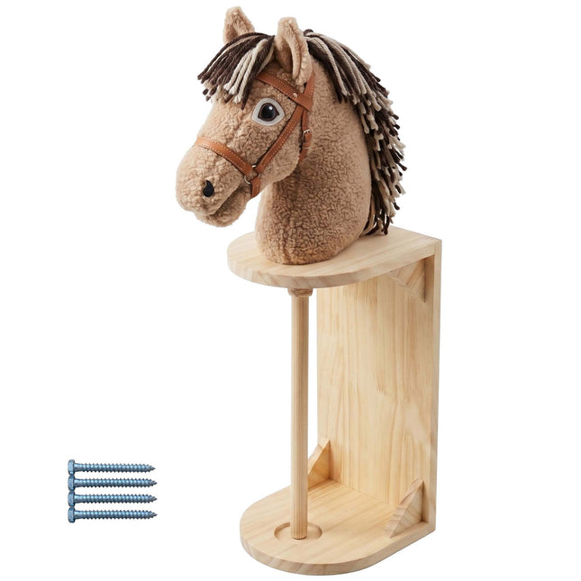 Nástěnný háček na hobby horse, úsporný držák z borovice