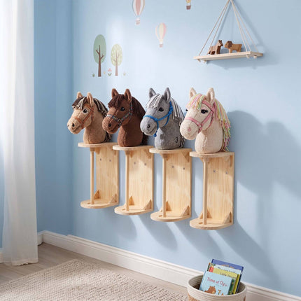 Hobby Horse Wall Hook, Pine Wood Space-Saving Holder