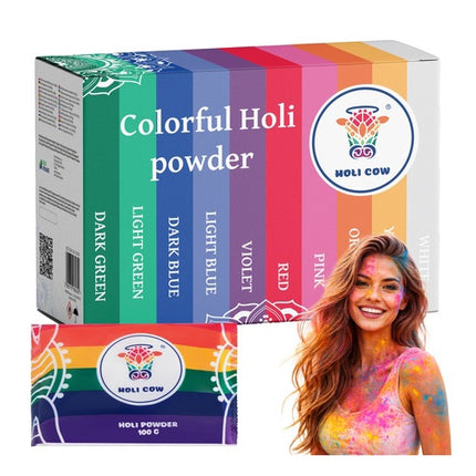 Holi Color Powder Set, 10x100g, 10 Vivid Colors