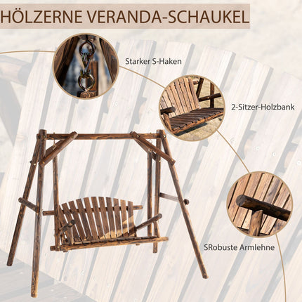 Zahradní houpací lavice dvoumístná, přírodní