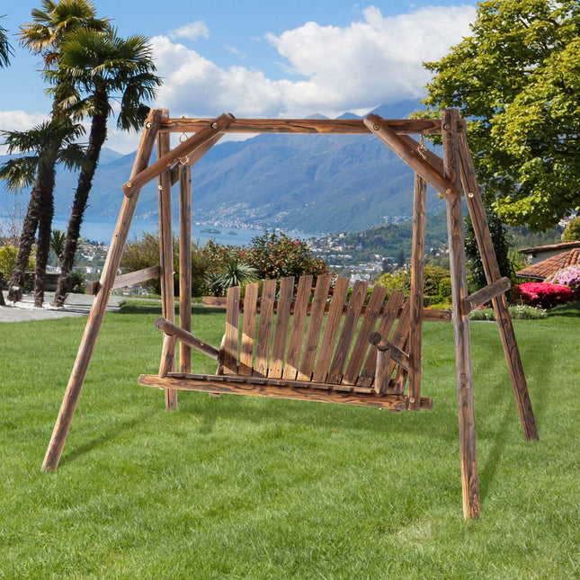 Garden swing bench 2-seater, natural finish
